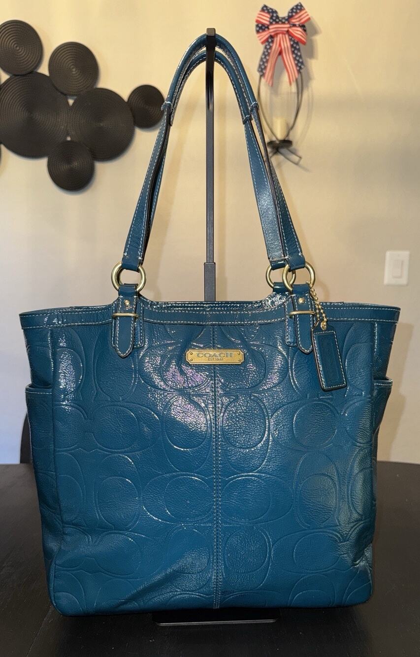 Coach Teal Signature Gallery Tote Bag